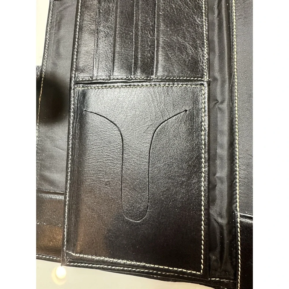 NEW Black Vintage Genuine Leather Wallet/organiser  Size-9x4x0.5 in